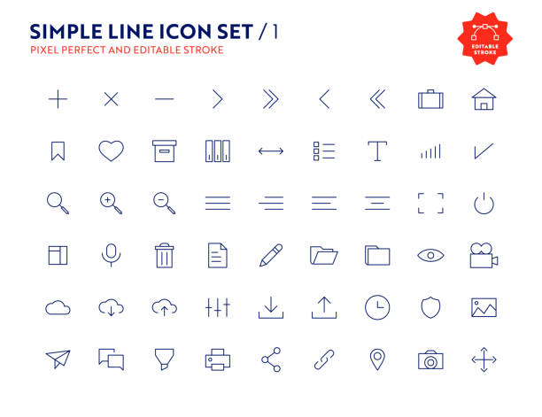 Simple Line Icon Set Pixel Perfect and Editable Stroke Account web Icon Set. UI Elements. Account Vector, Pixel Perfect and Editable Stroke Icons for Web, Mobile and UI Design conceptual symbol stock illustrations
