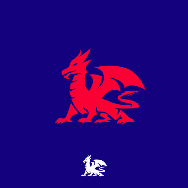 простой современный крылатый дракон вектор значок - dragon stock illustrations
