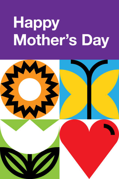 Simple Mother’s Day Card Illustration Set 1–Gridded Symbol Series vector art illustration