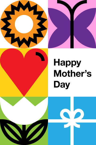 Simple Mother’s Day Card Illustration Set 2–Gridded Symbol Series vector art illustration