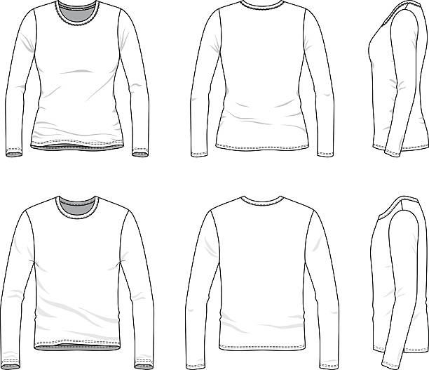 Download Long Sleeve T Shirt Template Illustrations, Royalty-Free ...