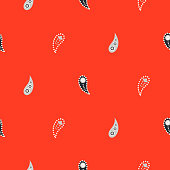 Simple paisley red seamless vector pattern. Minimalistic ornament bandana design.