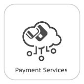 Simple Payment Services Vector Line Icon with two credit cards.