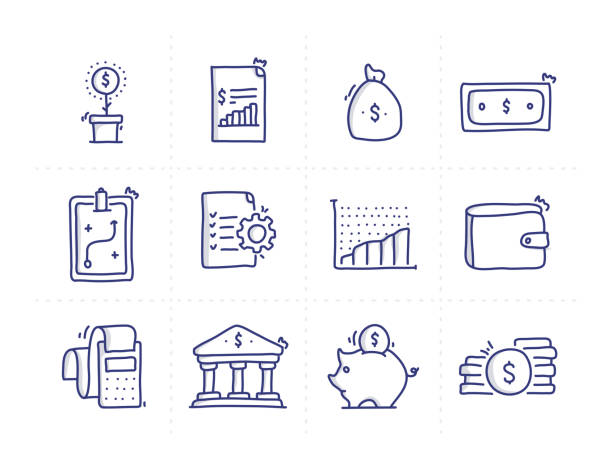 Simple Set of Accounting Related Doodle Vector Line Icons Simple Set of Accounting Related Doodle Vector Line Icons finance drawings stock illustrations