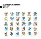 Simple Set of Business Management Related Spotlight Vector Line Icons. Outline Symbol Collection.