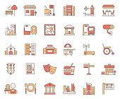 Simple Set of City Elements Related Vector Line Icons. Outline Symbol Collection.