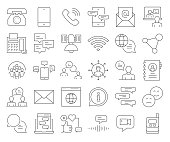 Simple Set of Communication Related Vector Line Icons. Outline Symbol Collection. Editable Stroke