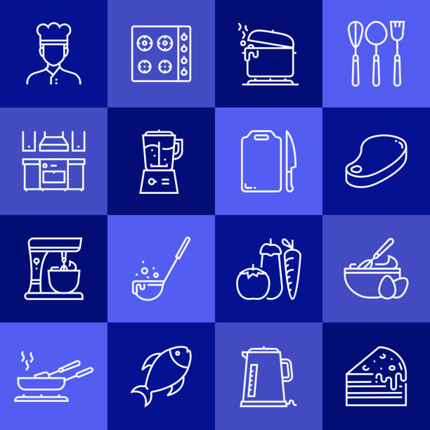 Simple Set of Cooking Related Vector Line Icons. Outline Symbol Collection. Simple Set of Cooking Related Vector Line Icons. Outline Symbol Collection. chef apron stock illustrations
