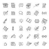 Vector Illustration Set Of simple Blogging and Copywriting icons