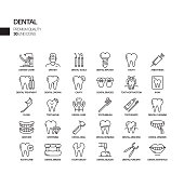 Simple Set of Dental Related Vector Line Icons. Outline Symbol Collection