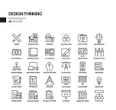 Simple Set of Design Thinking Related Vector Line Icons. Outline Symbol Collection