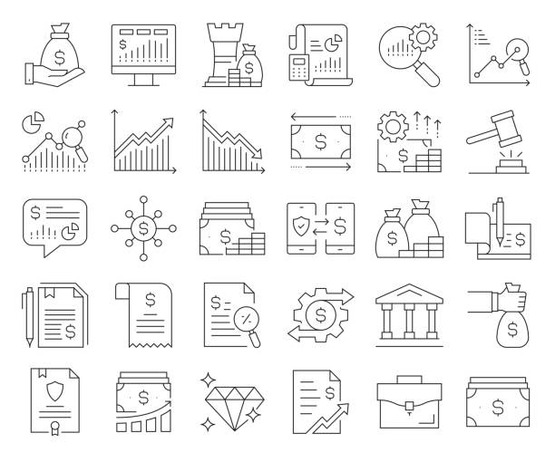 Simple Set of Finance Related Vector Line Icons. Outline Symbol Collection. Editable Stroke Simple Set of Finance Related Vector Line Icons. Outline Symbol Collection. Editable Stroke global currency stock illustrations