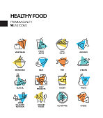 Simple Set of Healthy Food Related Spotlight Vector Line Icons. Outline Symbol Collection.