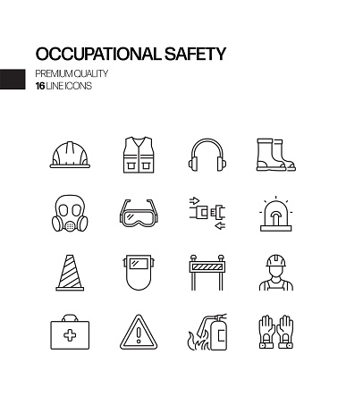 Simple Set of Occupational Safety Related Vector Line Icons. Outline Symbol Collection