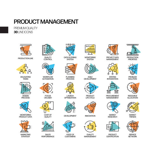Simple Set of Product Management Related Spotlight Vector Line Icons. Outline Symbol Collection. Simple Set of Product Management Related Spotlight Vector Line Icons. Outline Symbol Collection. entrepreneur symbols stock illustrations