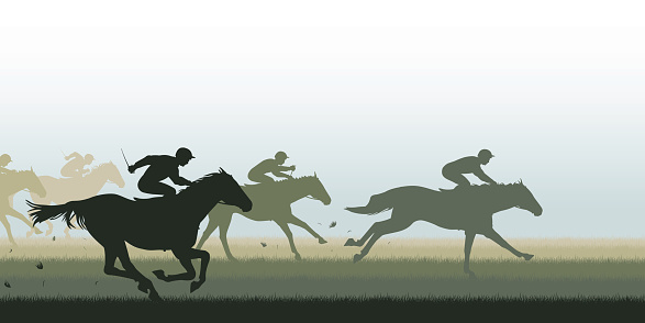 Simple silhouette horse race graphic