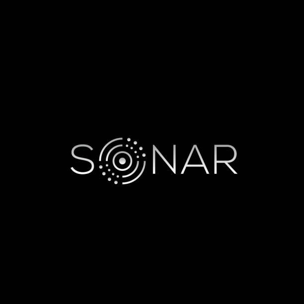 Simple sonar logotype with radar illustration on letter O Simple sonar logotype with radar illustration on letter O drone designs stock illustrations