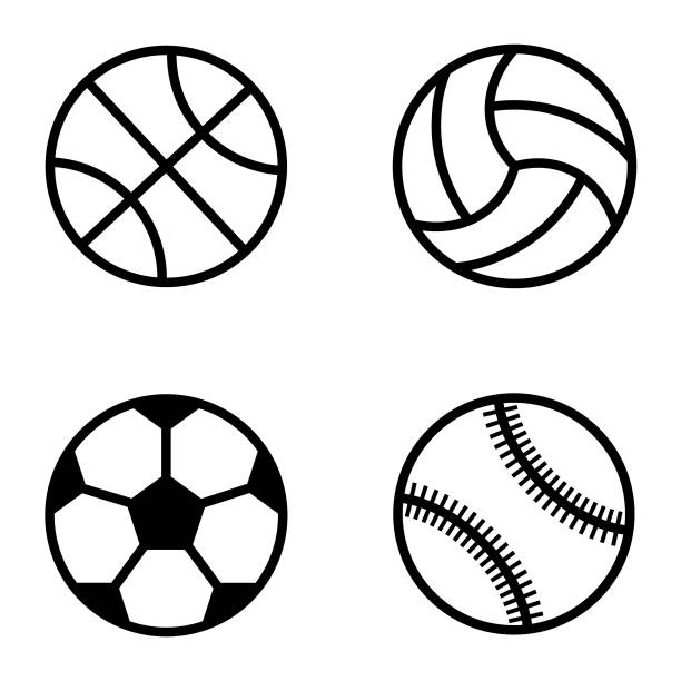 Simple sport balls icons  collections isolated on white background Simple sport balls icons  collections isolated on white background classic black white soccer ball clip art stock illustrations