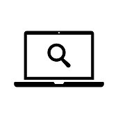 Simple vector icons for search, discovery, magnifying glass, personal computers and more. (Silhouette version)