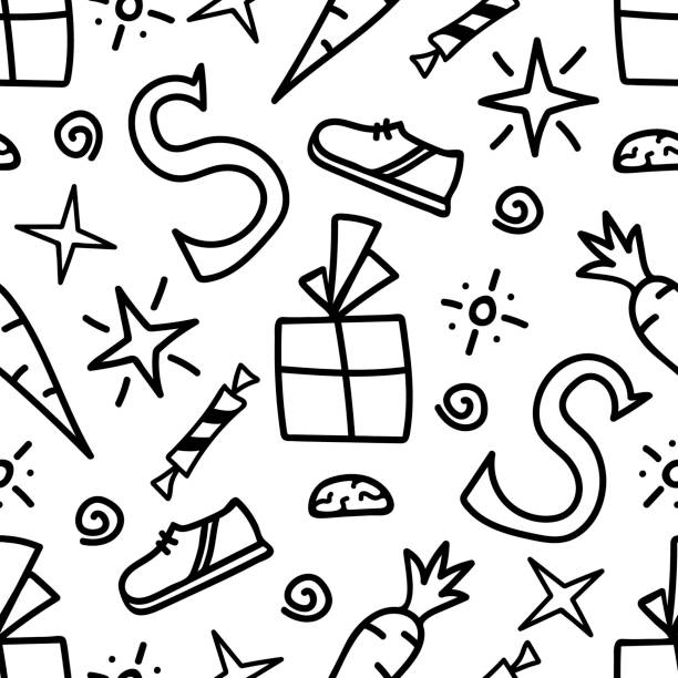 stockillustraties, clipart, cartoons en iconen met simple vector seamless pattern. the traditional holiday is the day of st. nicholas, sinterklaas. for wrapping paper prints, gift, textile products. - pepernoten