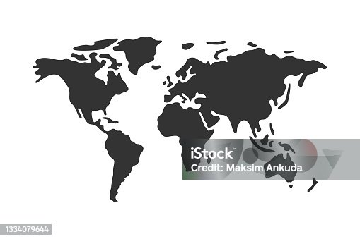 istock Simple vector world map flat icon. 1334079644