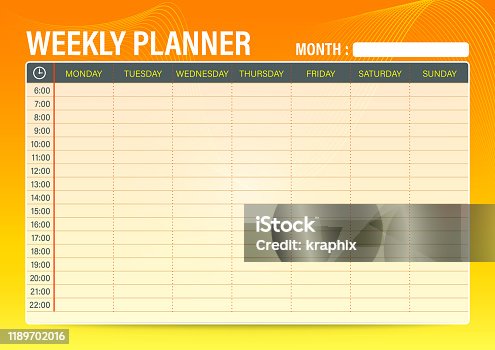 istock Simple Weekly schedule planner template with orange to yellow gradient color background, A4 size 1189702016