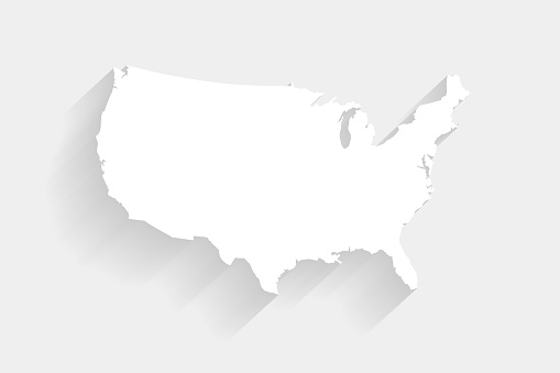 Simple white United States map on gray background, vector, illustration, eps 10 file