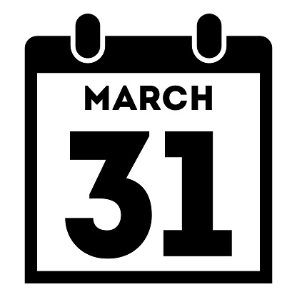 Simplicity  black daily calendar Icon - 31 March