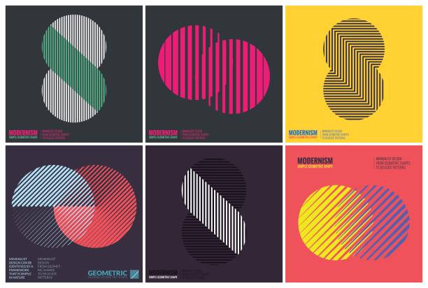 Simplicity Geometric Design Simplicity Geometric Design Set Clean Lines and Forms In Yellow Pink color simplicity illustrations stock illustrations