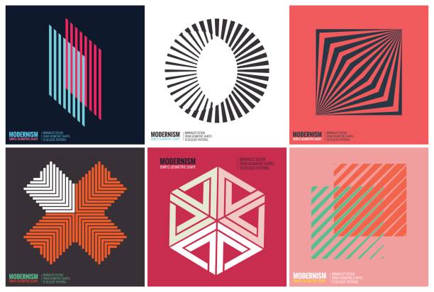 Simplicity Geometric Design Simplicity Geometric Design Set Clean Lines and Forms In Pink color swiss culture stock illustrations