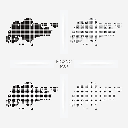 Singapore maps - Mosaic squarred and dotted