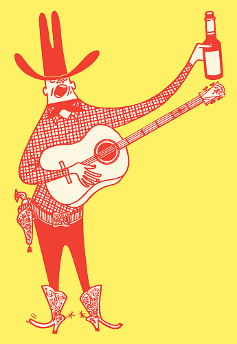 Singing Cowboy with Guitar and Beer