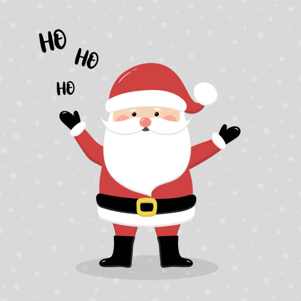Singing Santa Claus on background with snowflakes. Christmas decoration. Vector Singing Santa Claus on background with snowflakes. Christmas decoration. Vector christmas music background stock illustrations