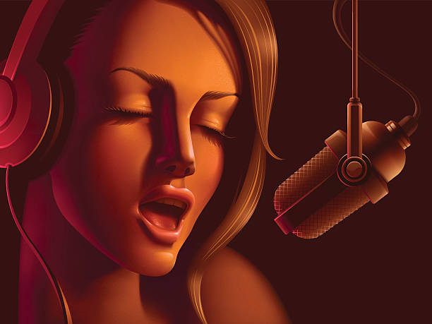 Singing woman vector art illustration