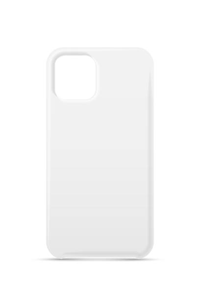 Single empty phone white cover case mockup design Single empty phone white cover smartphone blank case mockup design isolated on white. Simple cellphone accessory to protect from mechanical damage. Protective mobile item. Vector flat illustration phone cover stock illustrations