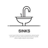 istock Sinks Vector Line Icon - Simple Thin Line Icon, Premium Quality Design Element 1144817716