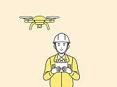 istock Site foreman drone operation illustration 1316605449