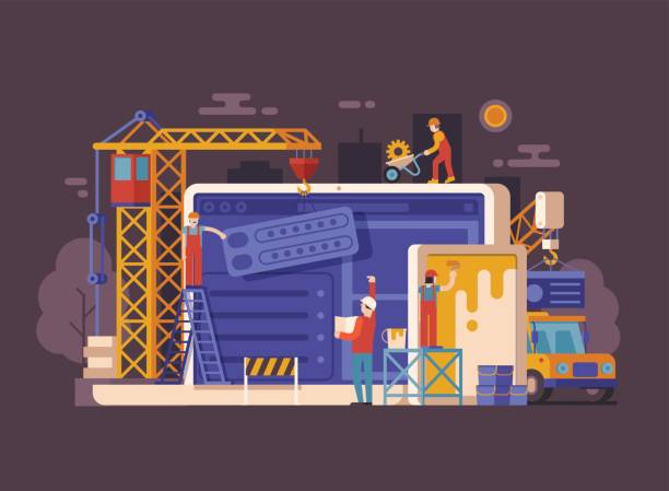 site i̇nşaat kavramı altında - construction worker stock illustrations