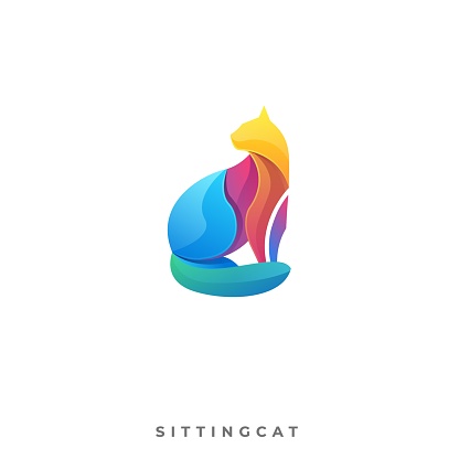 Sitting Cat Illustration Vector Template