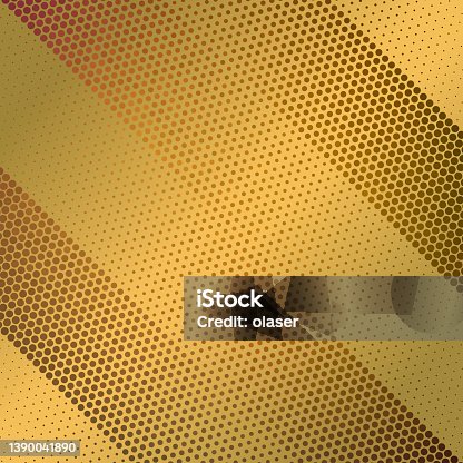 istock Six golden sections of diagonal fading pattern of circular dots 1390041890