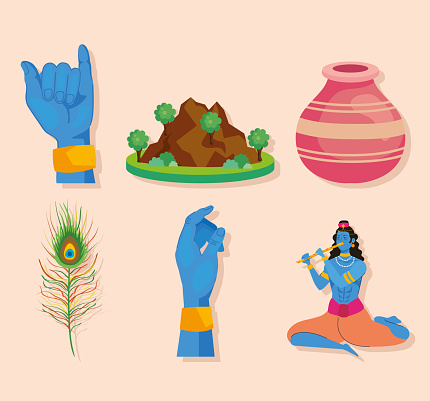 six govardhan puja icons
