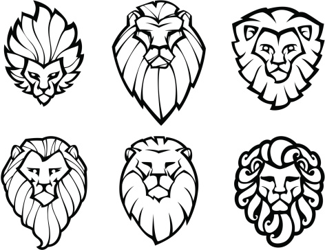 Six lions heads