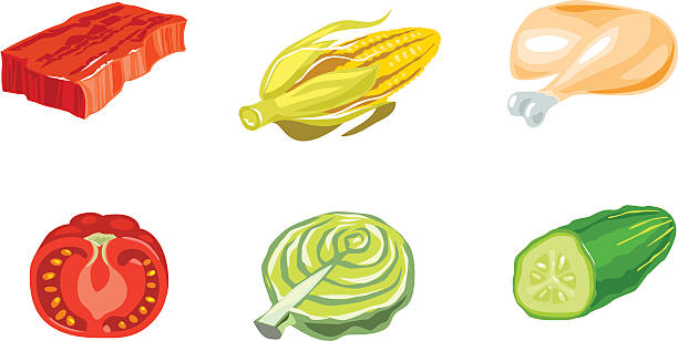 Six products set Vector illustration of a six products set corn beef and cabbage stock illustrations