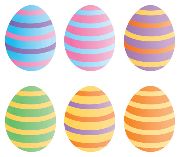 Six Striped Easter Eggs  easter sunday stock illustrations