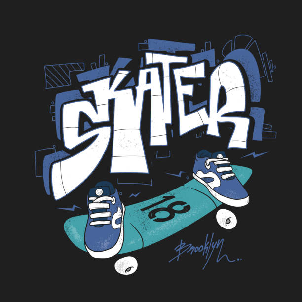 stockillustraties, clipart, cartoons en iconen met skate board typografie, urban t-shirt graphics, vectoren. - skateboard