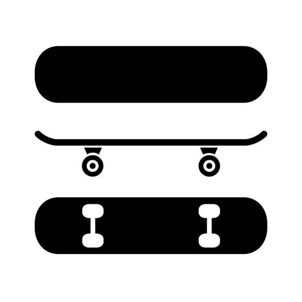 stockillustraties, clipart, cartoons en iconen met skateboard vanuit verschillende hoeken, set skate icon-stockvector - skateboard