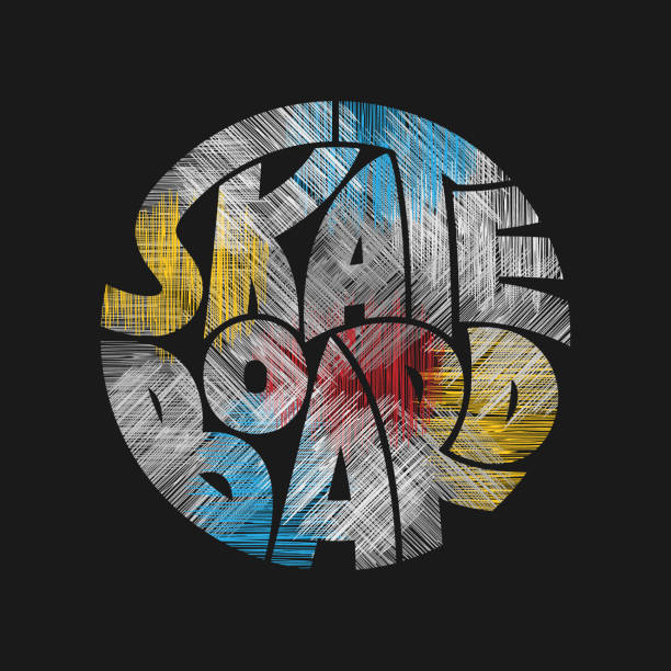 illustrations, cliparts, dessins animés et icônes de graphiques de typographie dans le style grunge de skateboard. - skate board