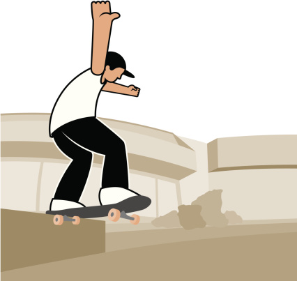 Skateboarder doing a noseslide