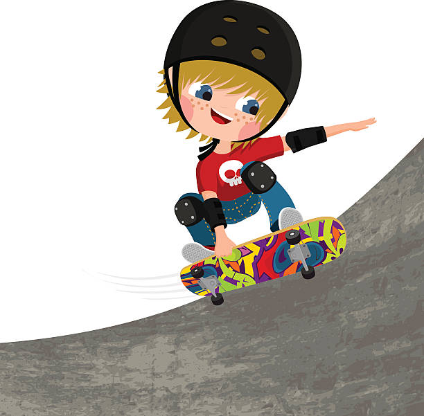 stockillustraties, clipart, cartoons en iconen met skater, boy, skateboard fun illustration vector - manga boy action