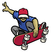 vector of skater in action playing his skateboard